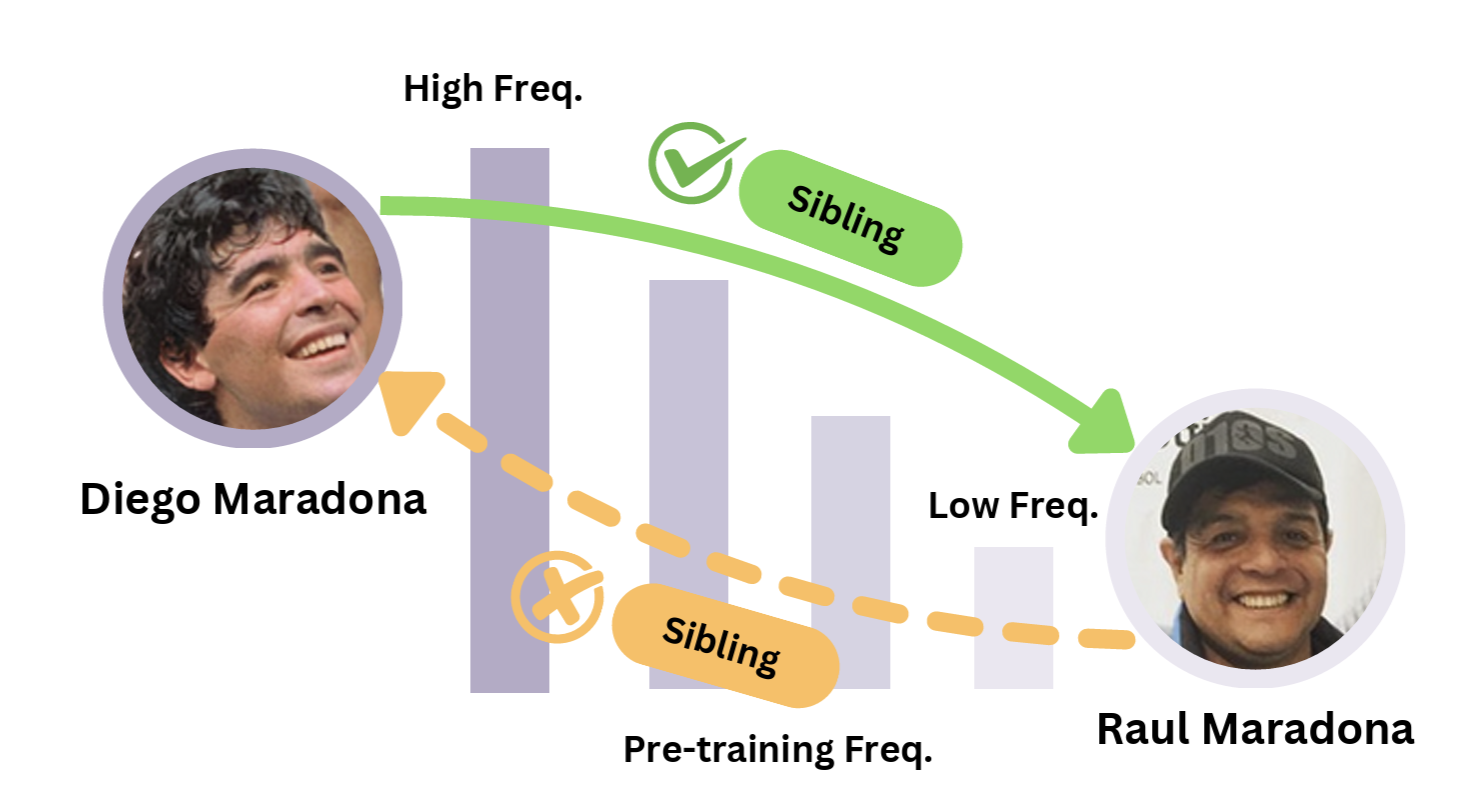 Supposedly Equivalent Facts That Aren’t? Entity Frequency in Pre-training Induces Asymmetry in LLMs